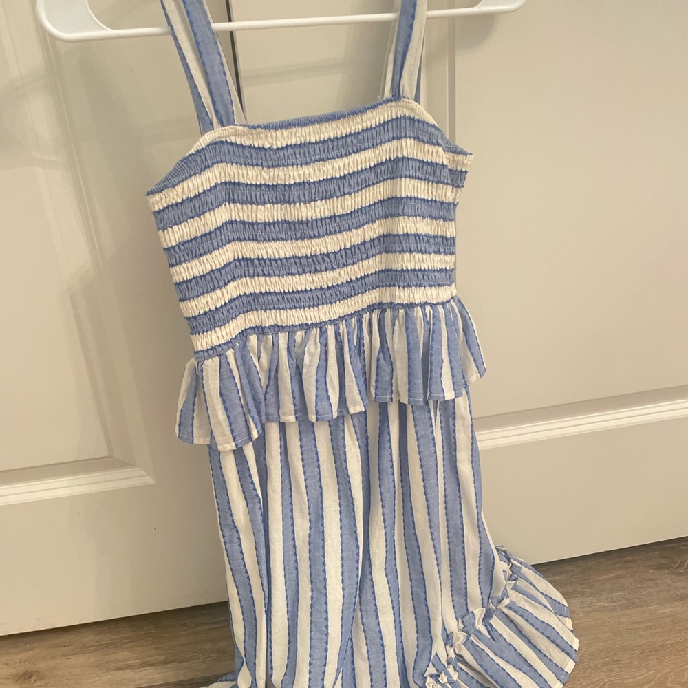 Blue and white dress